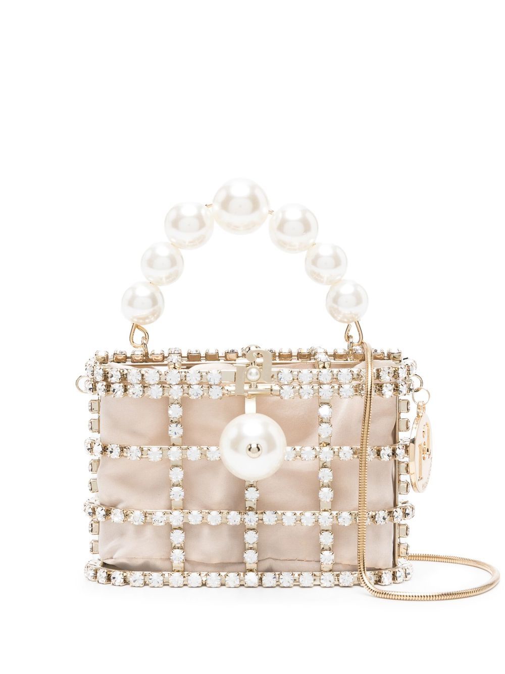 Crystal-embellished caged mini bag - Gold