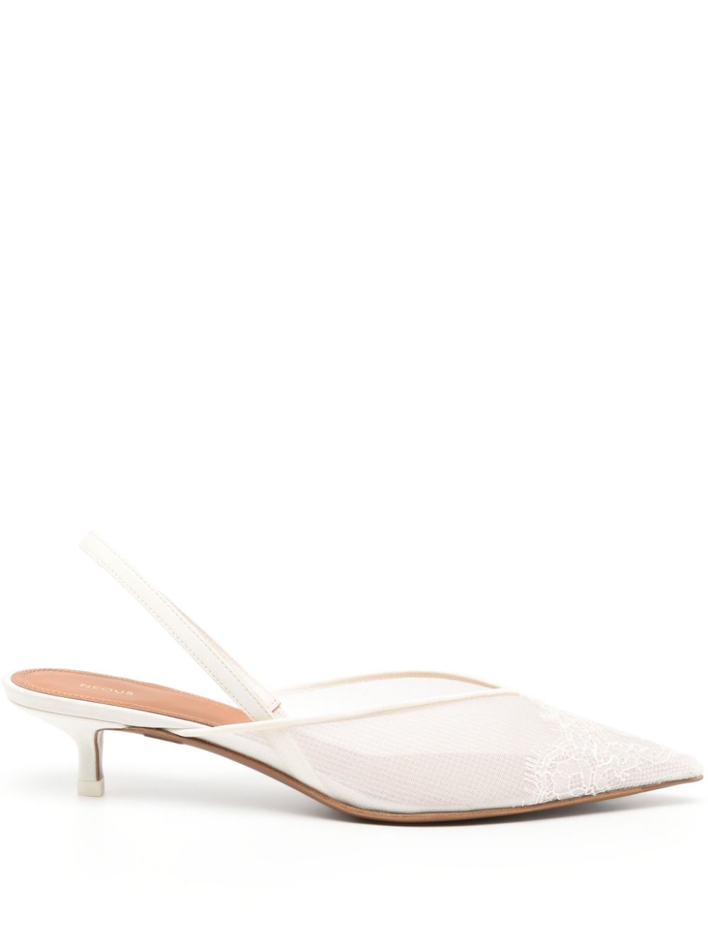 45mm lace-detailing slingback pumps - White