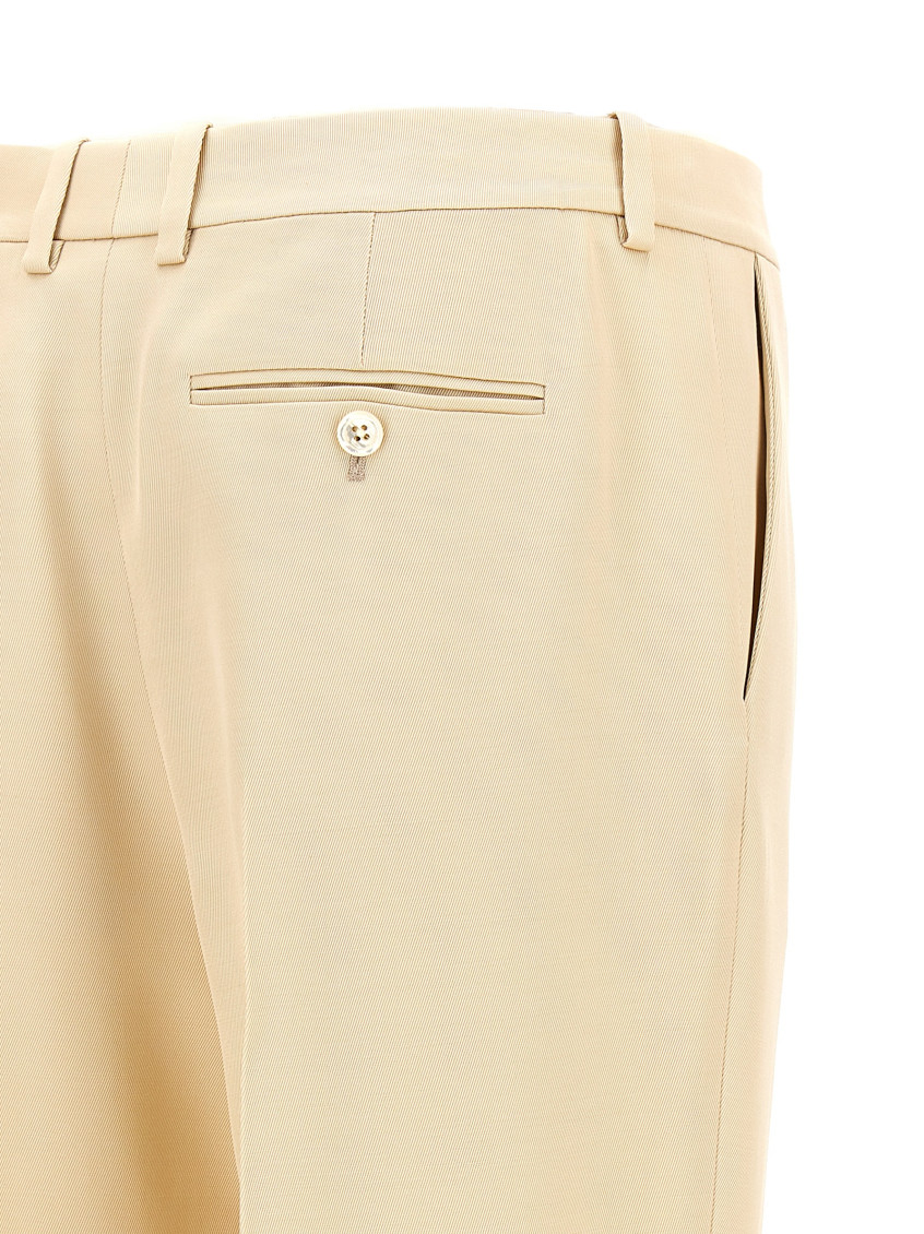 -With Front Pleats Pantaloni Beige-Donna