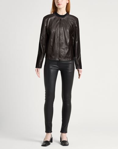 Woman Jacket Dark brown Size 10 Lambskin