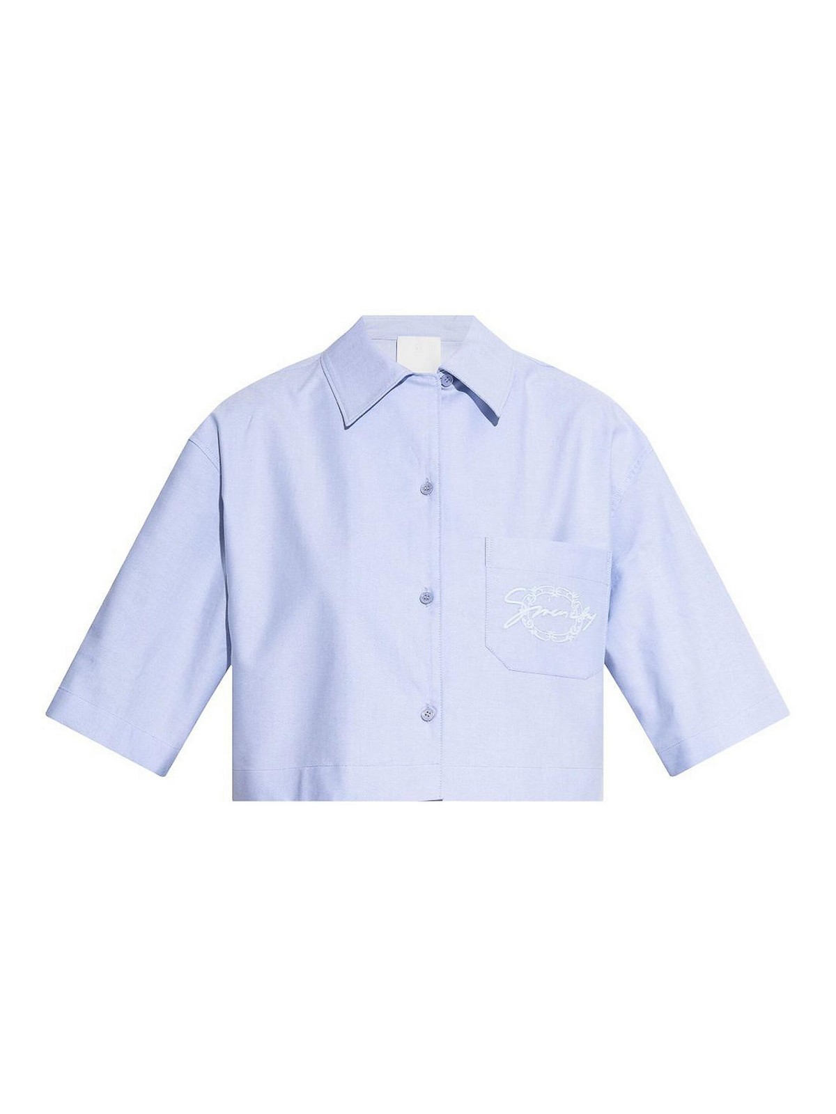 Collared Short-sleeve Cropped Shirt