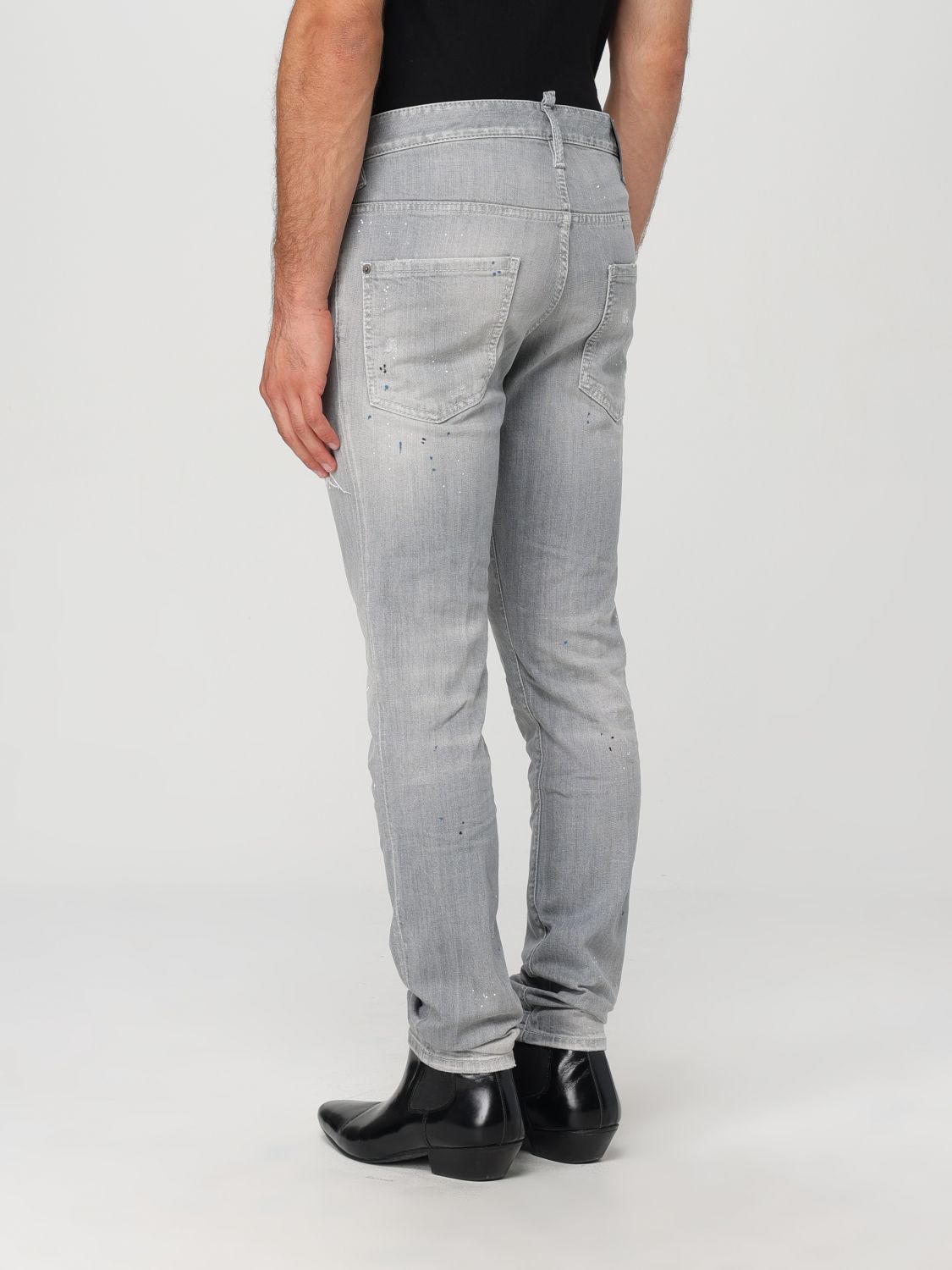 Distressed washed-denim jeans - Grey