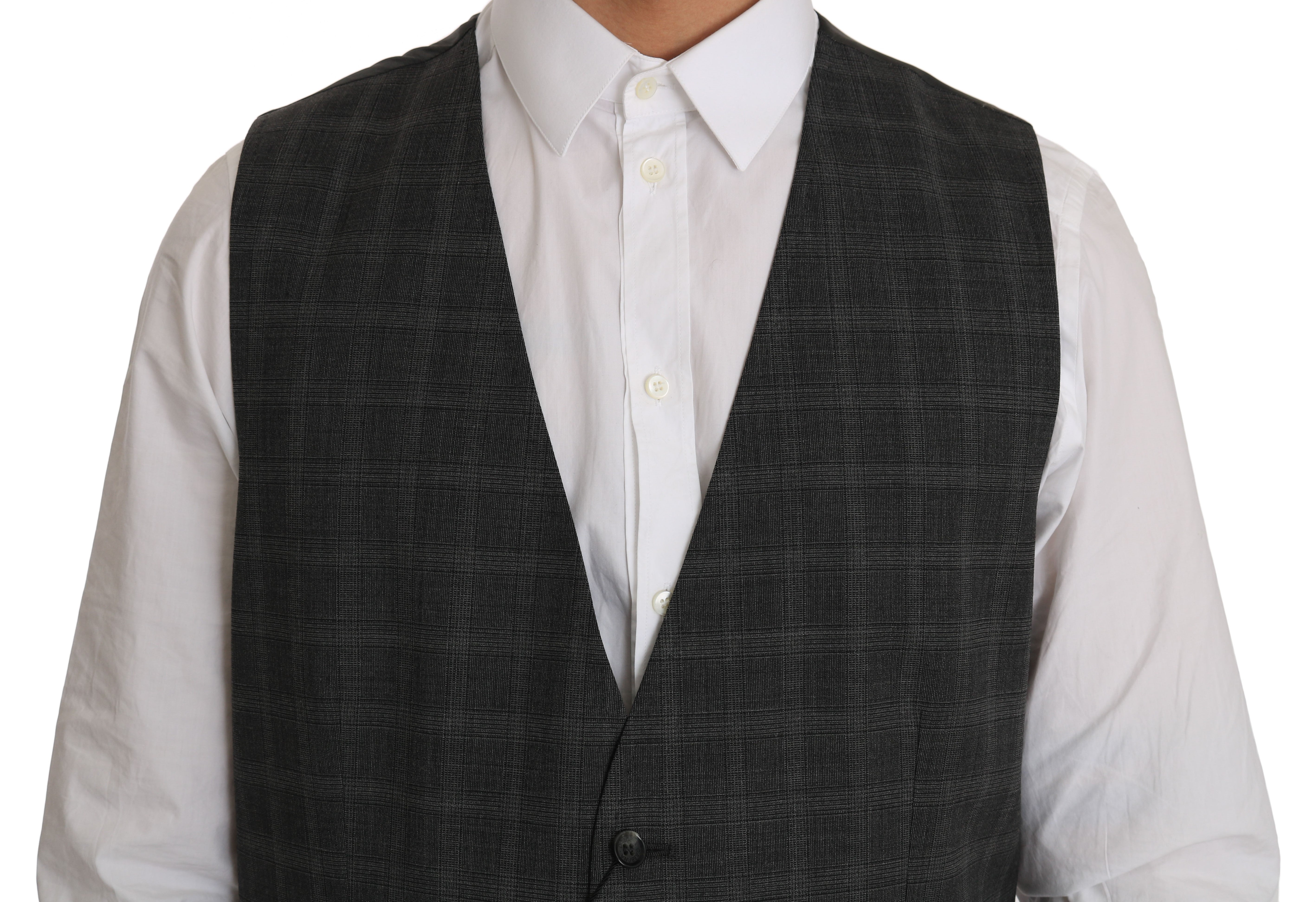 Wool Checkered Vest — Gray