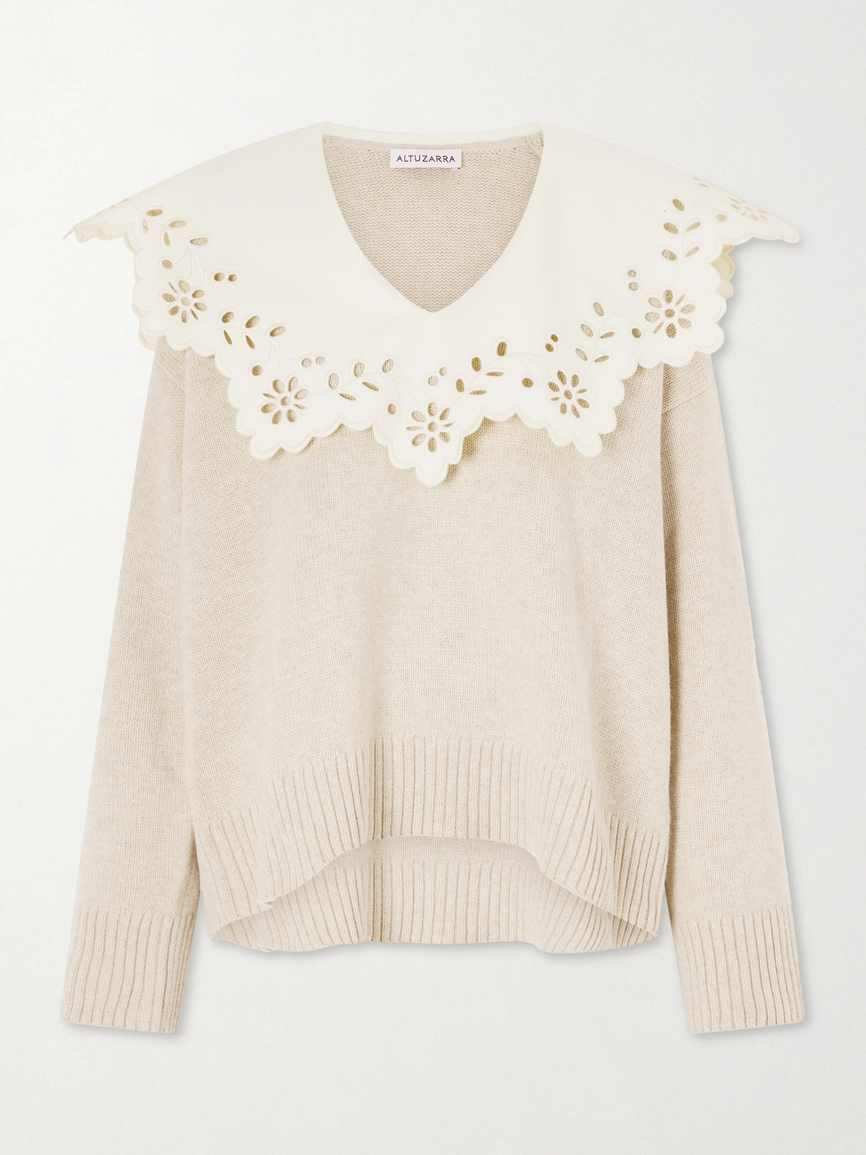 Toro Broderie Anglaise-trimmed Wool Sweater - Neutrals