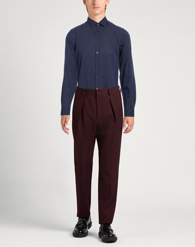 Man Shirt Midnight blue Size S Cotton, Linen