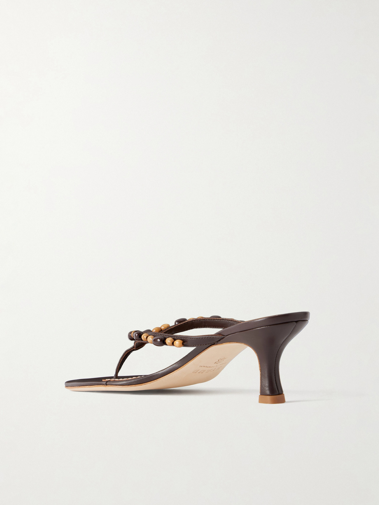 Freja Bead-embellished Leather Thong Sandals - Brown