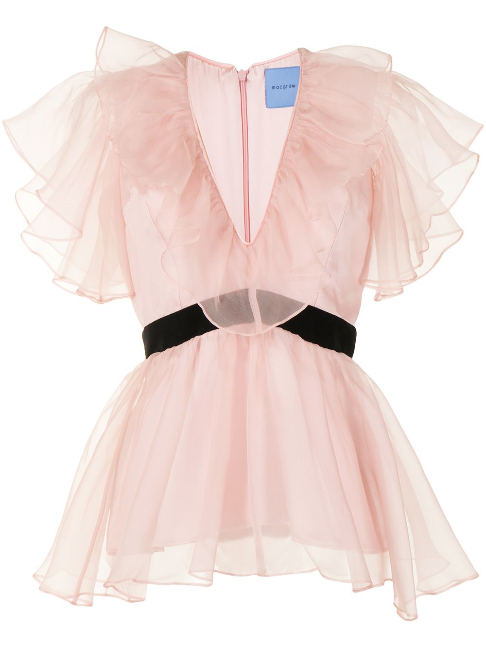 Chandelier peplum V-neck blouse - Pink