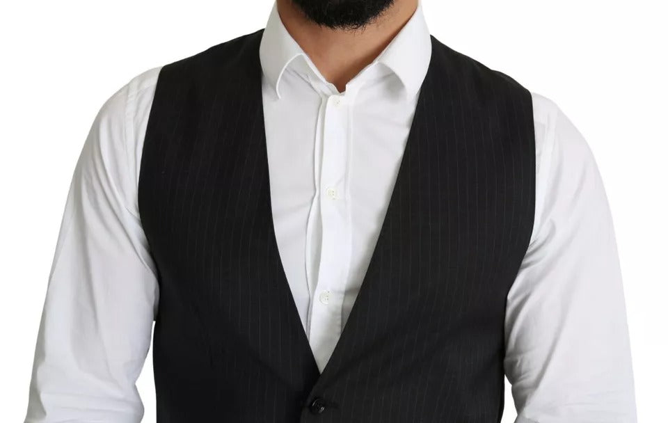 Virgin Wool Formal Vest — Black