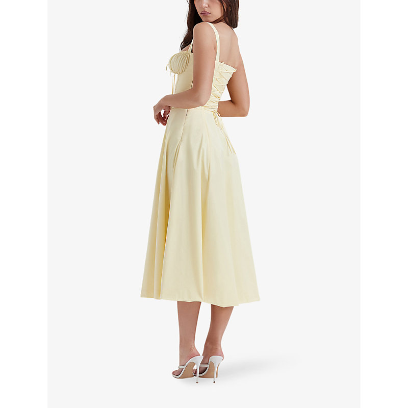 Womens Buttercup Carmen Gathered-cup Stretch Cotton-blend Midi Dress