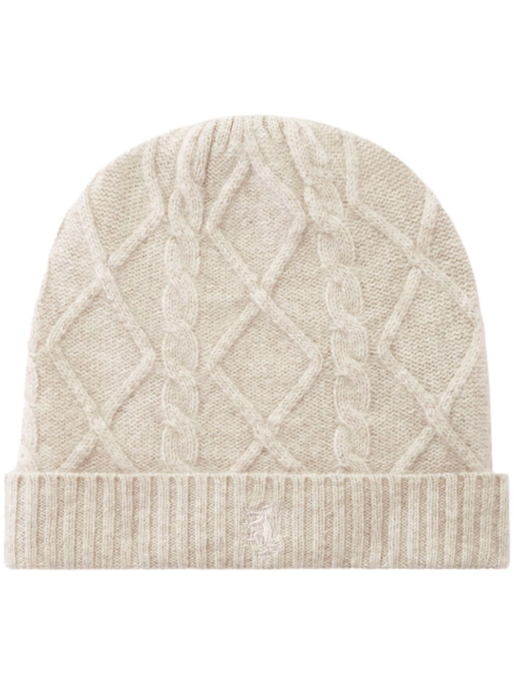 Cable-knit cashmere beanie - Neutrals