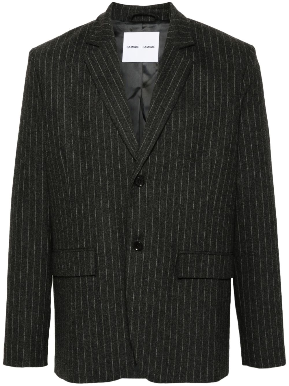 Single-breasted pinstripe-pattern blazer - Grey