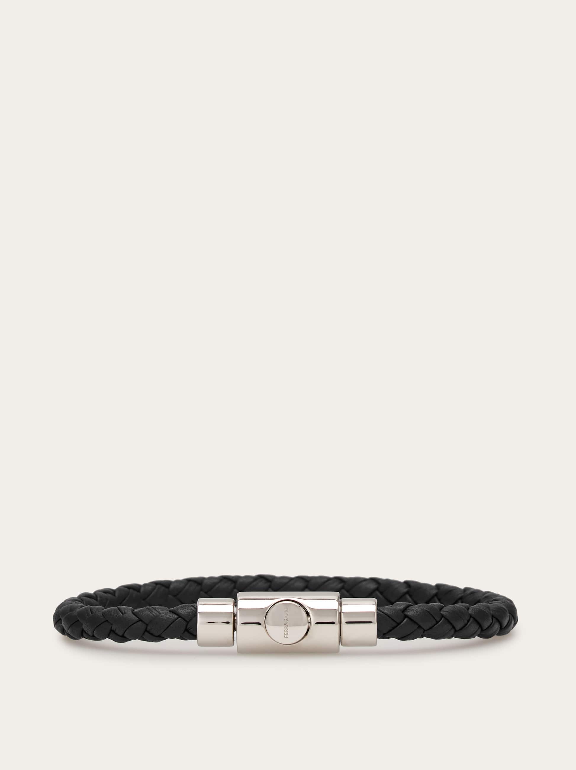 Men Braided leather bracelet (20cm) Black