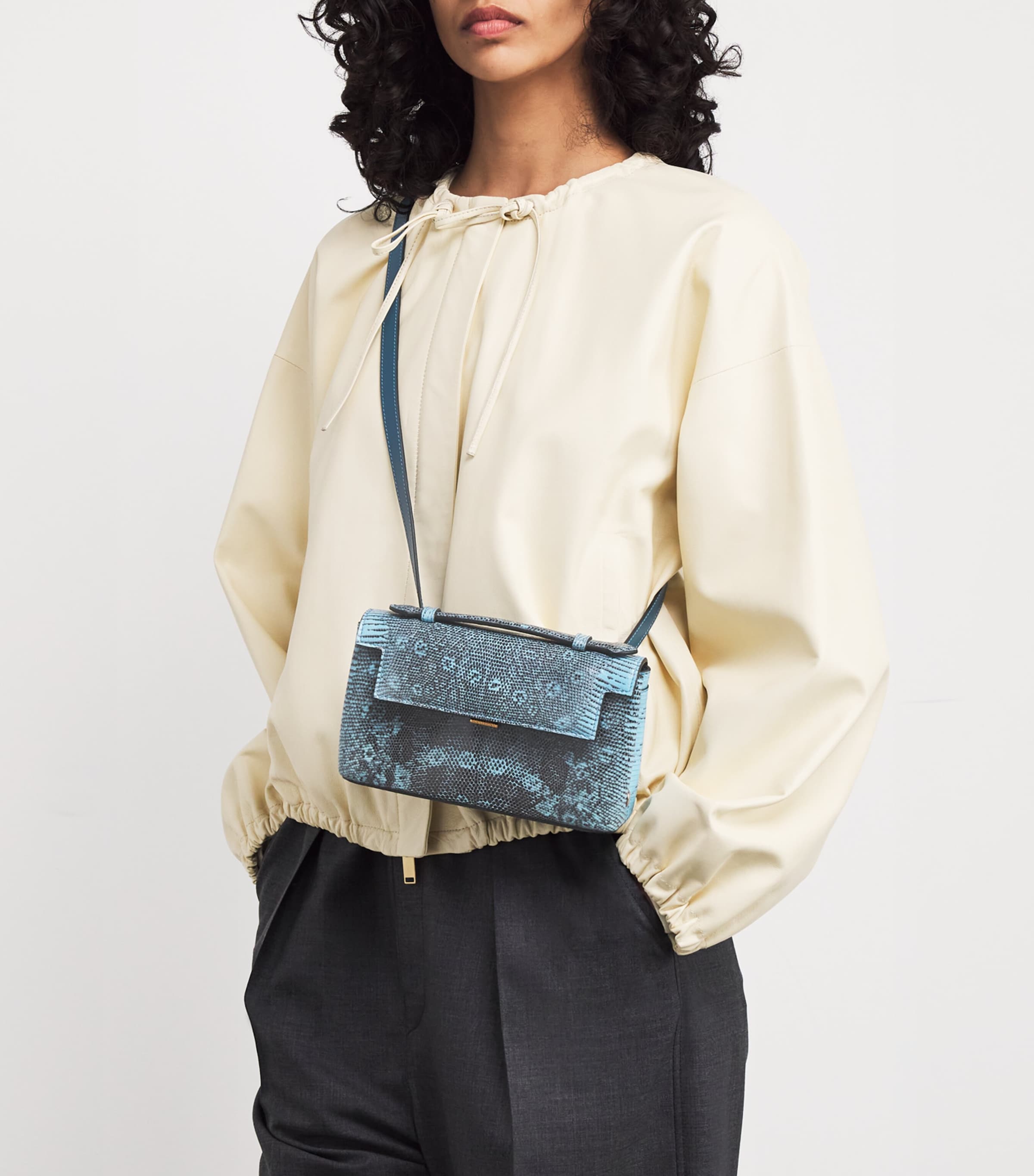 Analeena Lizard Skin Top-Handle Bag