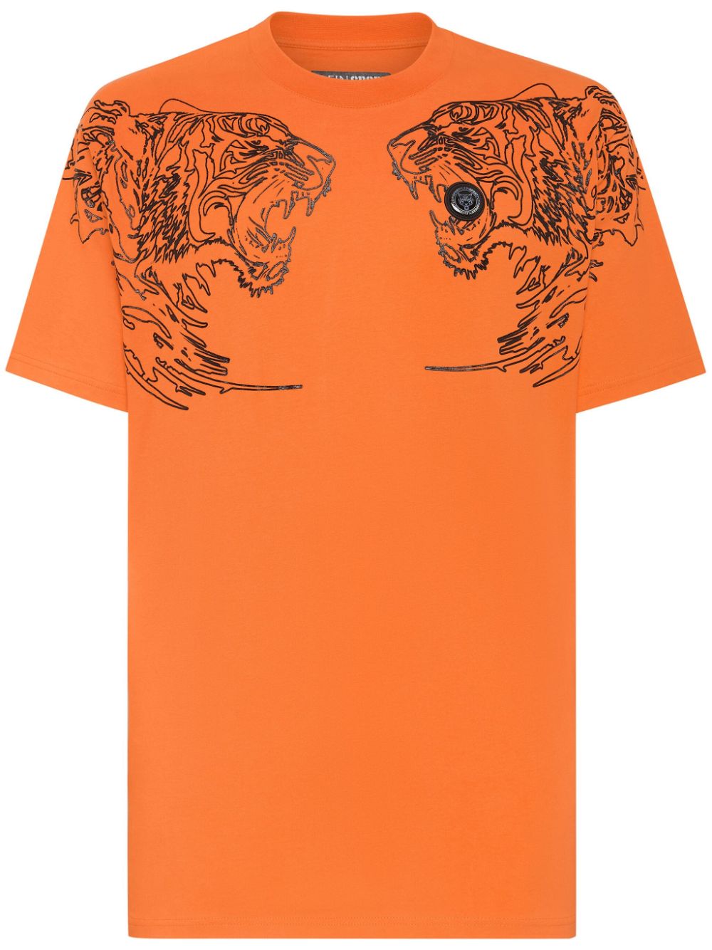 Tiger-print cotton T-shirt - Orange