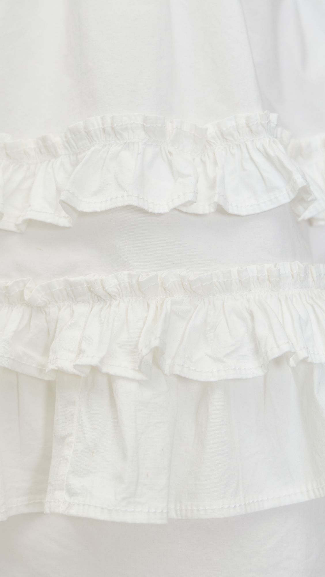 Stretch Cotton Mini Strap Dress with Frill Bright White