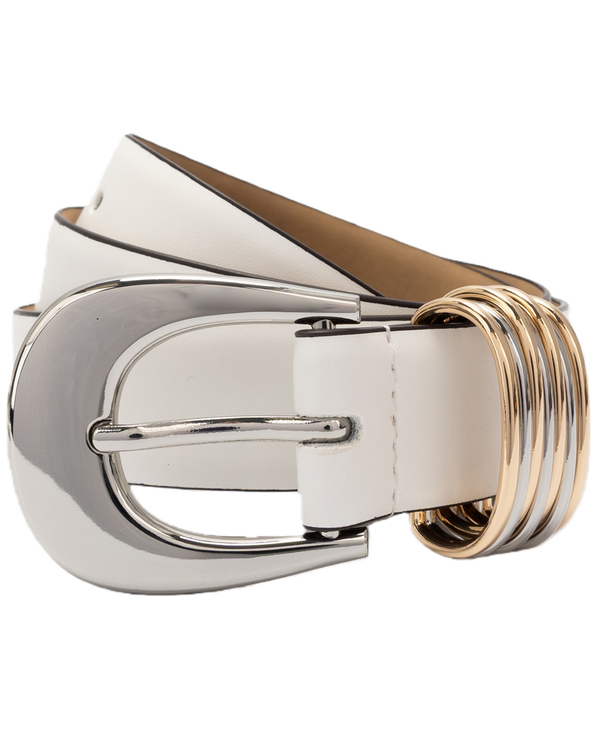 Michael Buckle Fastening Leather Belt - Optic White