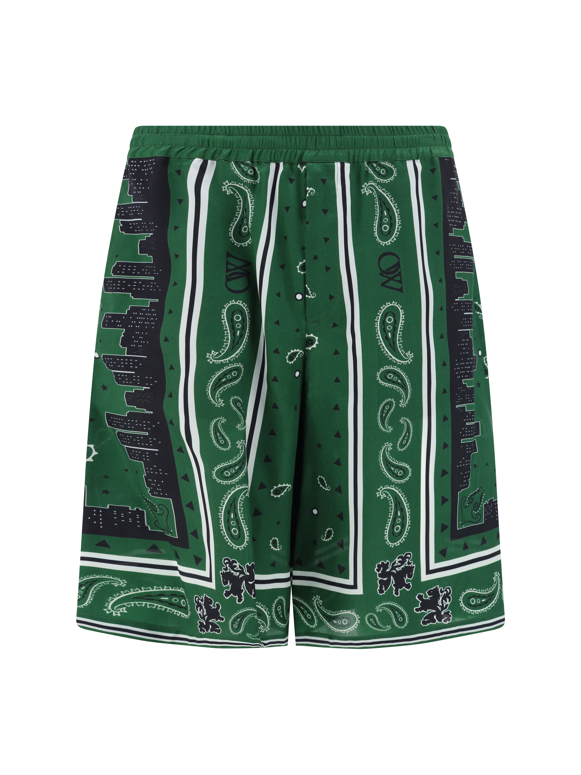 Bandana-print twill shorts - Green