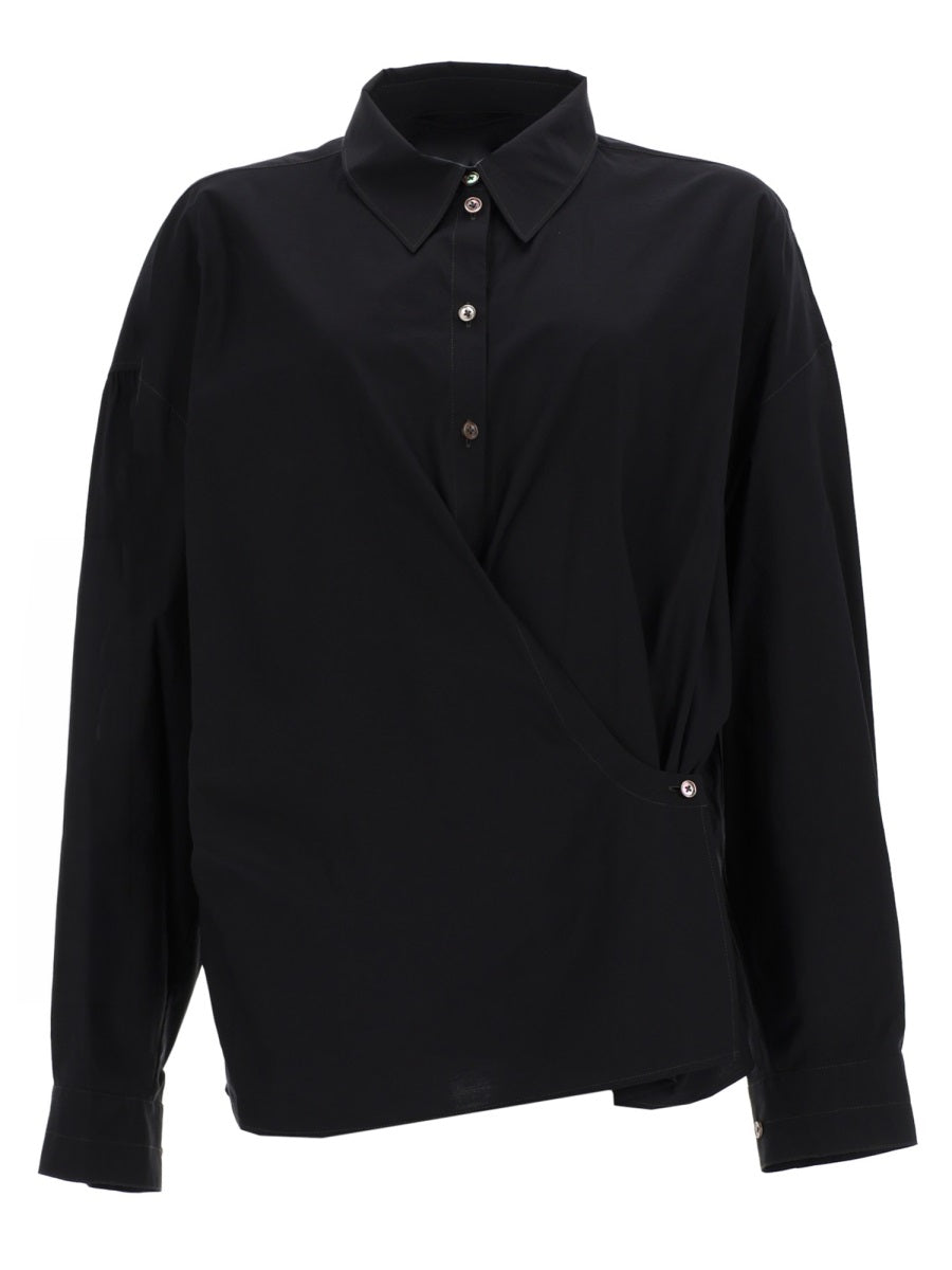 Straight Collar Twisted Shirt