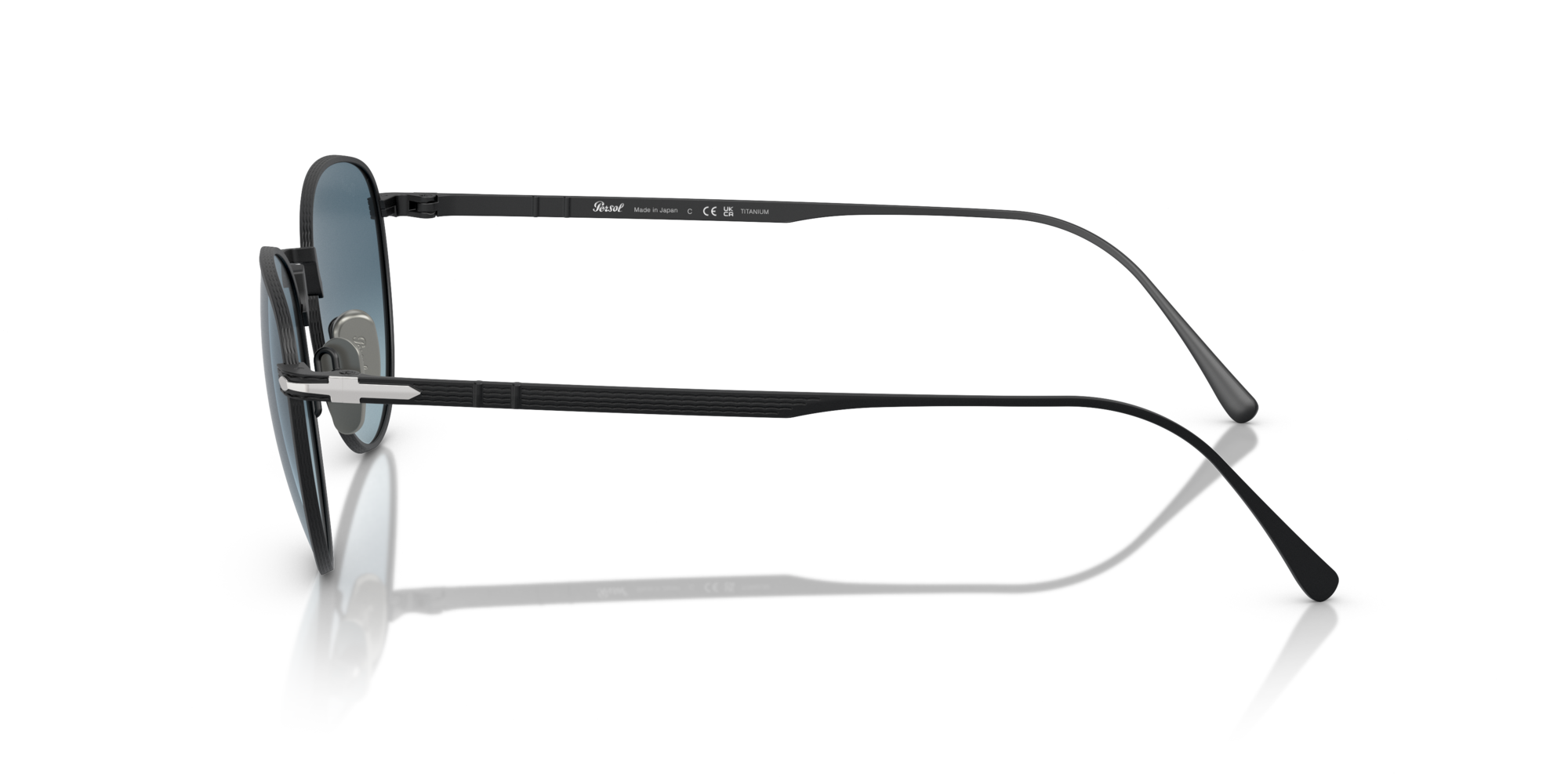 Persol Man PO5002ST 8004Q8 Zonnebrillen Titanium Zwart Blauw Pantos Normaal Gearceerd