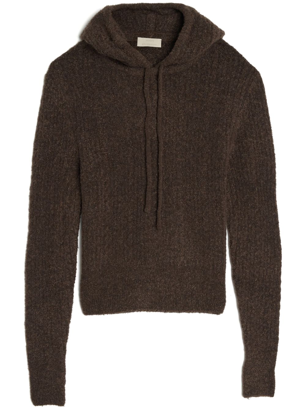 Bouclé knitted hoodie - Brown
