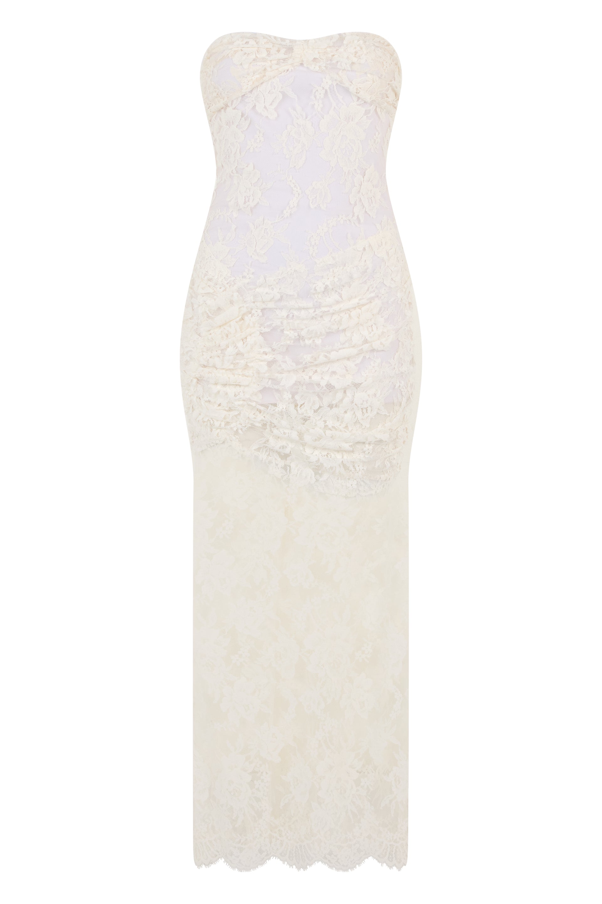 Long Lace Dress with Heart Neckline