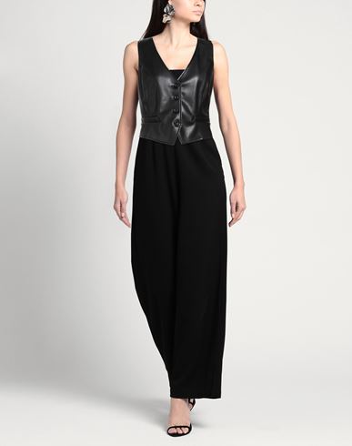 Woman Tailored Vest Black Size 10 Polyurethane, Polyester