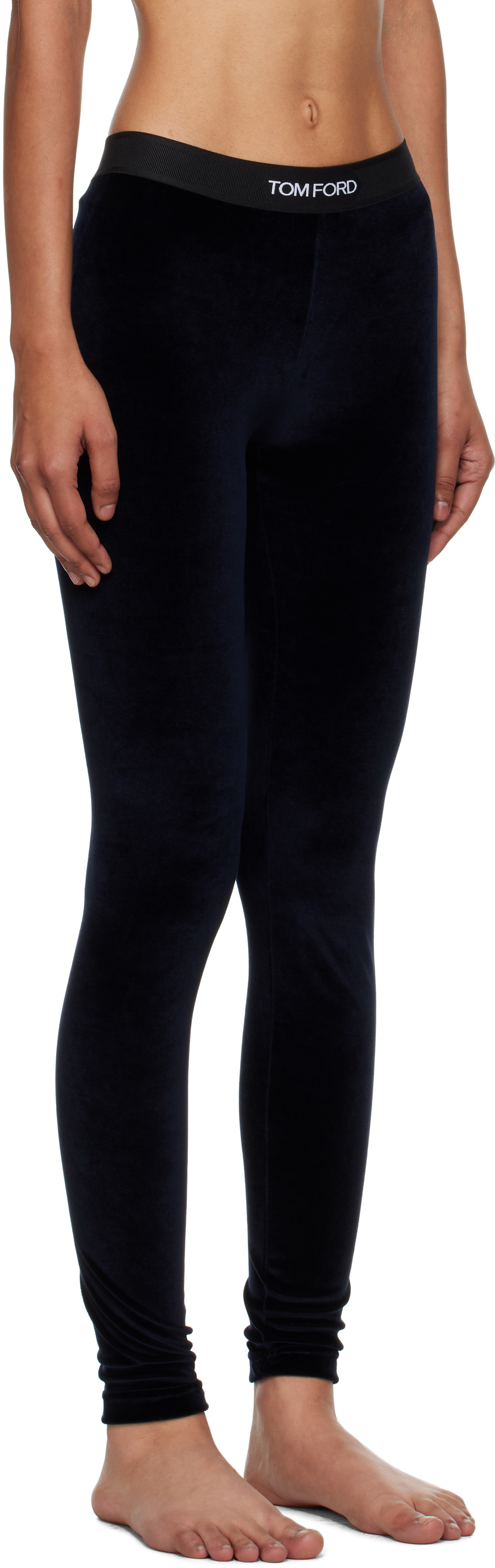 Navy Lustrous Velour Signature Leggings