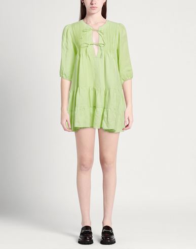 Woman Mini dress Lime green Size S Organic Linen