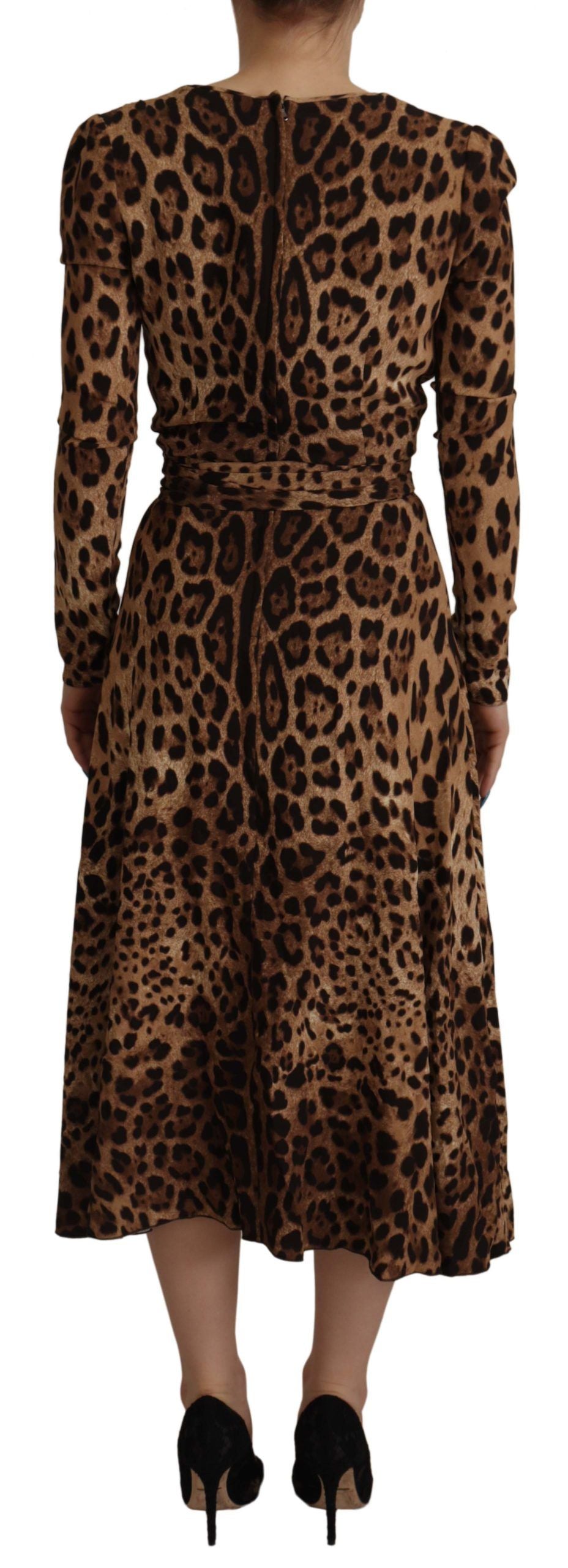 Leopard-Print Wrap Dress — Brown