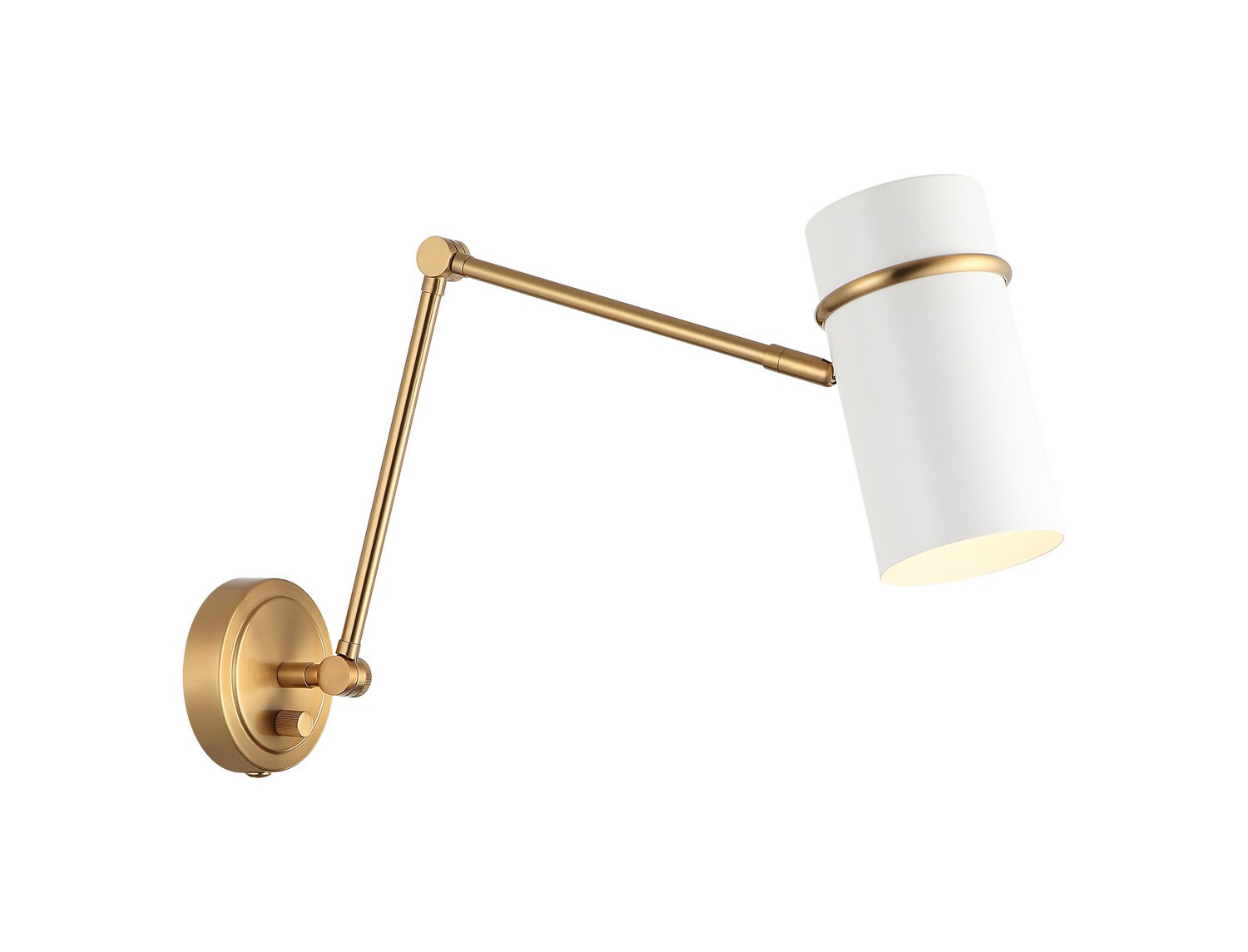 Aged Gold Brass & White Wall Sconce from the Cilindro Collection