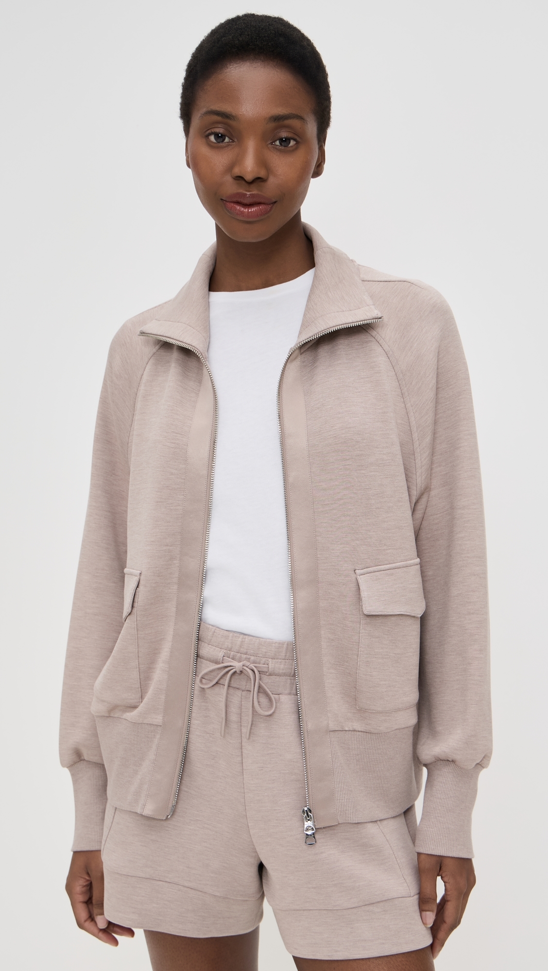 Roxbury Zip Through Sweatshirt Taupe Marl