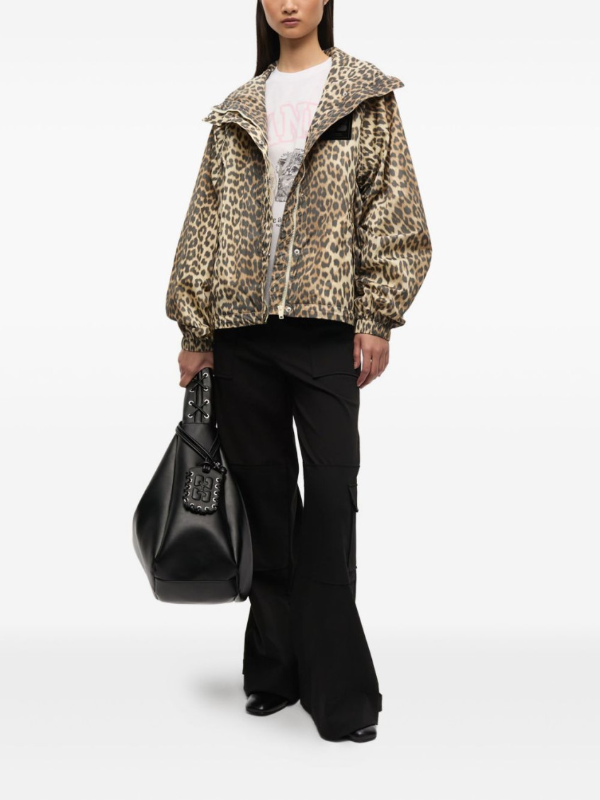 Leopard-print Hooded Jacket