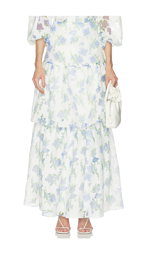 ELLIATT Cleo Skirt in Ivory,Blue. XS. Also in L, M