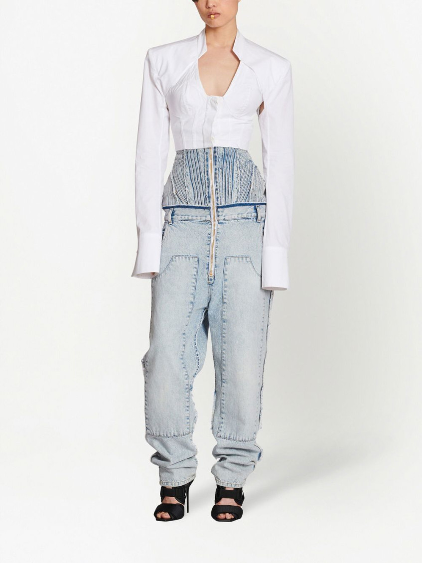 Poplin lingerie cropped shirt Woman