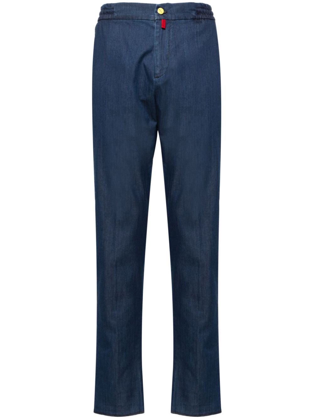 Elasticated-waist slim-cut trousers - Blue
