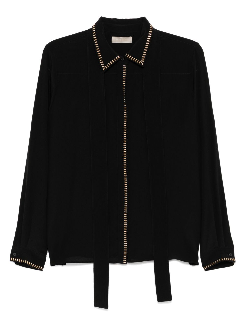 Stud-embellished silk shirt - Black