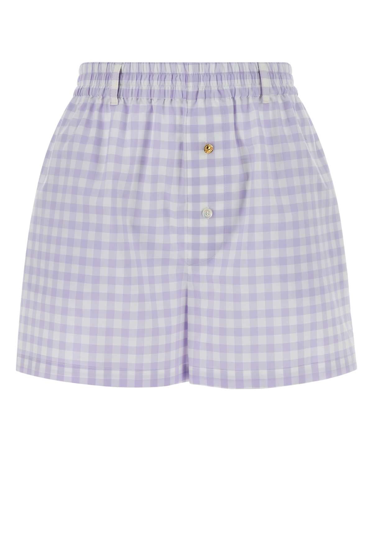 Gingham Cotton Bermuda Shorts — Purple