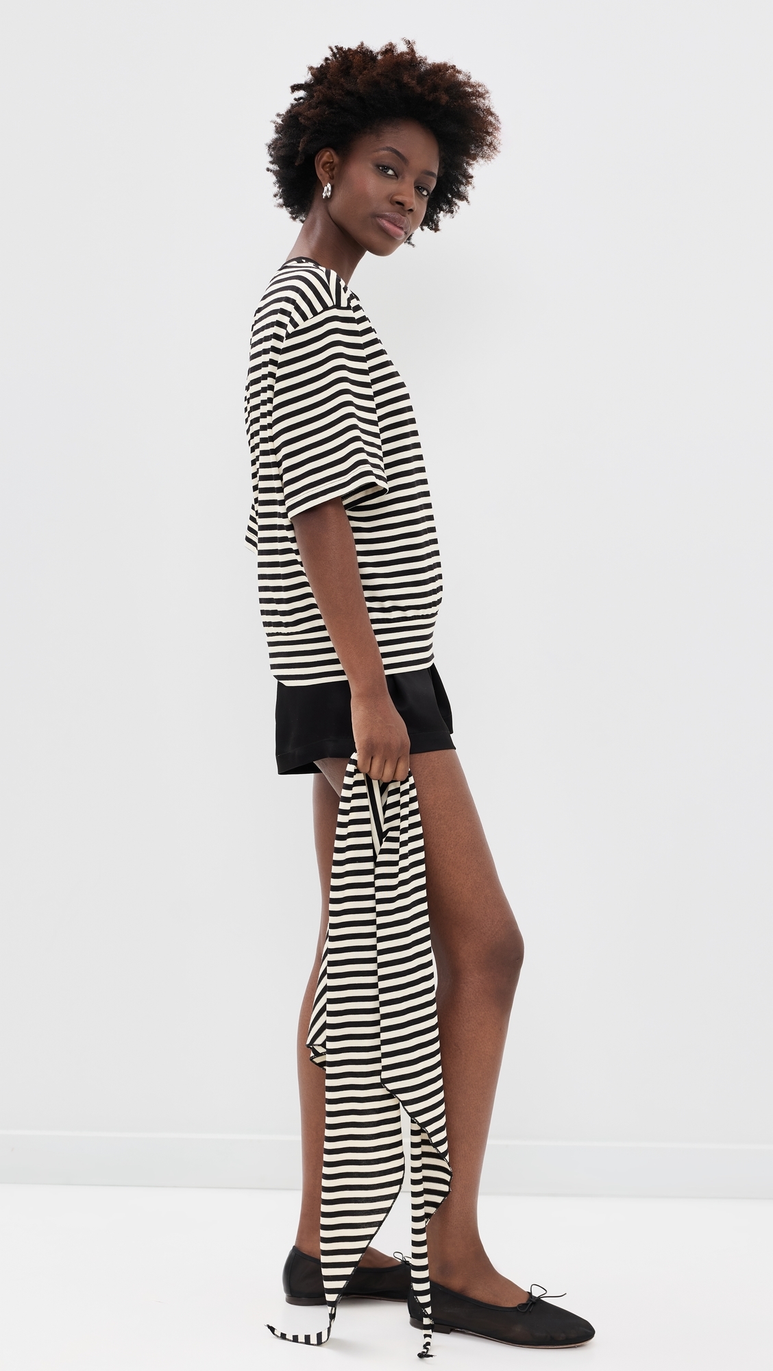 Olsen Short Sleeve Top Onyx Stripe