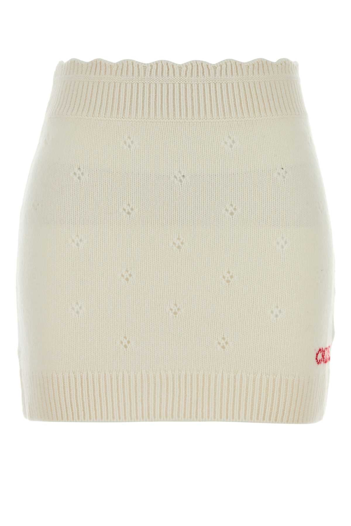 Wool Cashmere Blend Mini Skirt — White