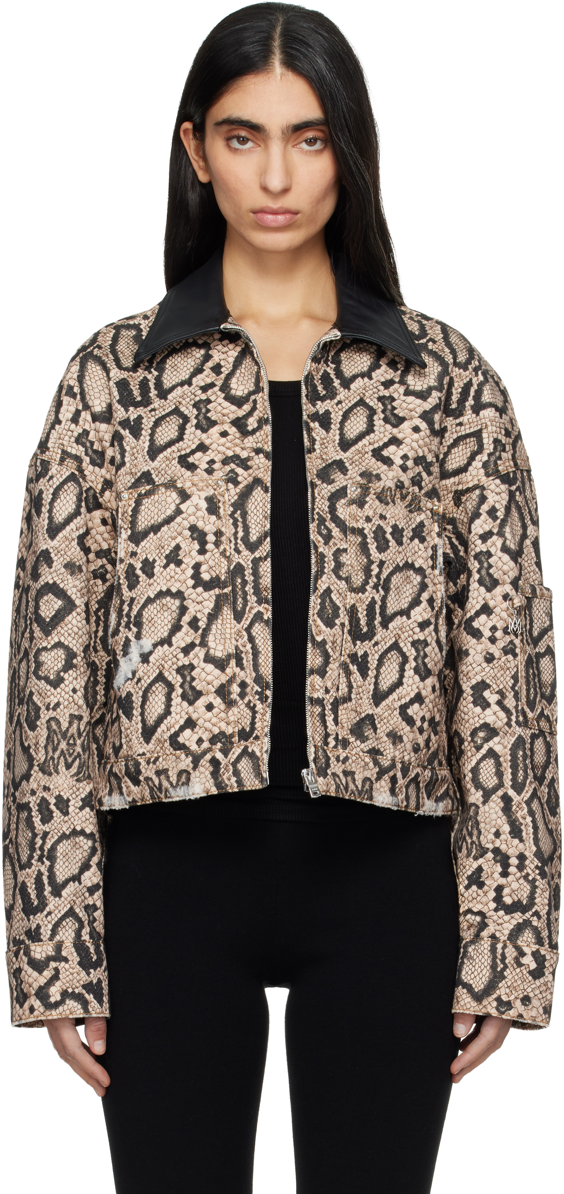 Brown & Black Snake Denim Jacket
