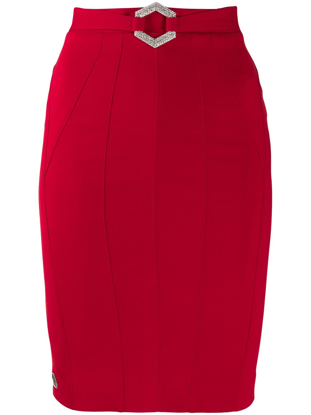 Stretch-cady fitted skirt - Red
