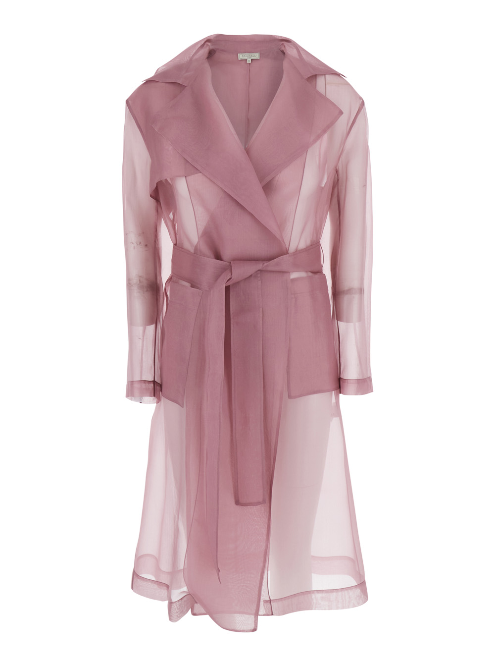 Valmorea Organza Trench Purple With Front Closure And Silk Belt For Women Violet - Women