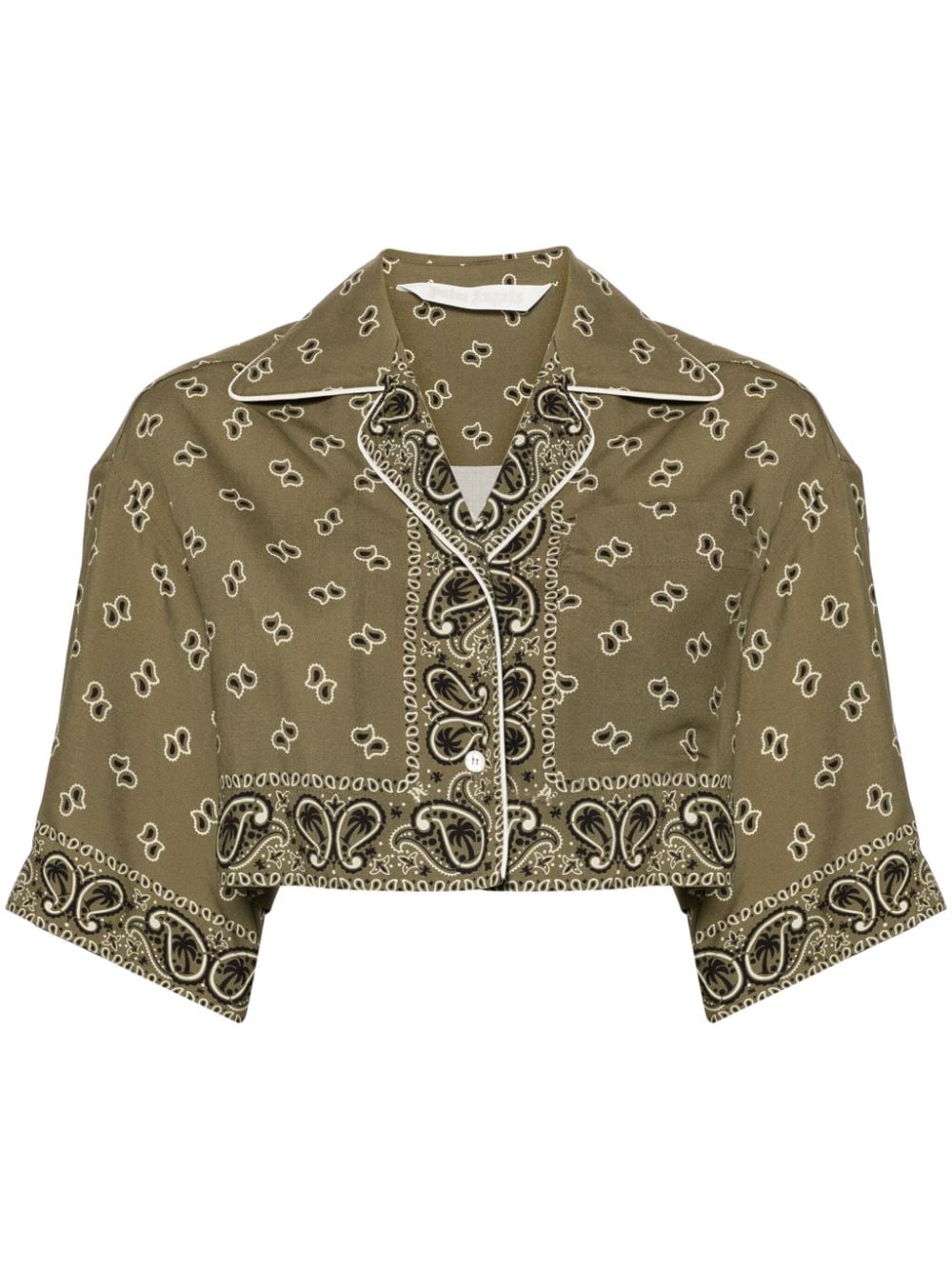 Paisley-print cropped shirt - Green