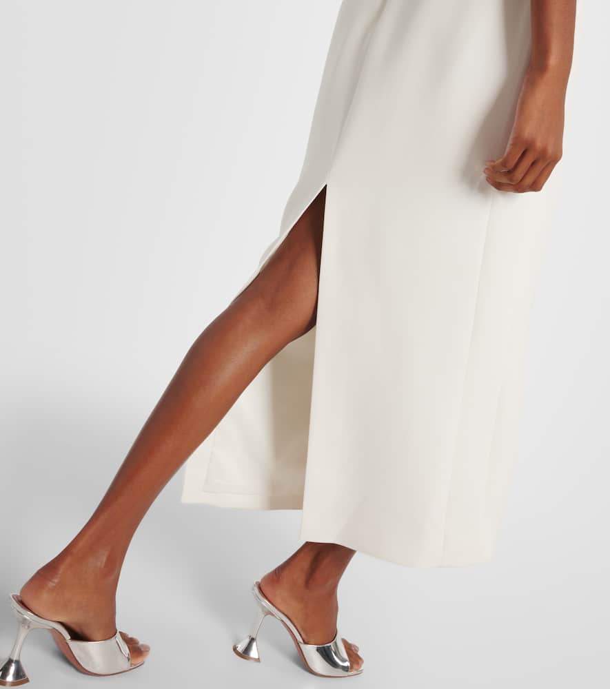 Feather-trimmed midi dress
