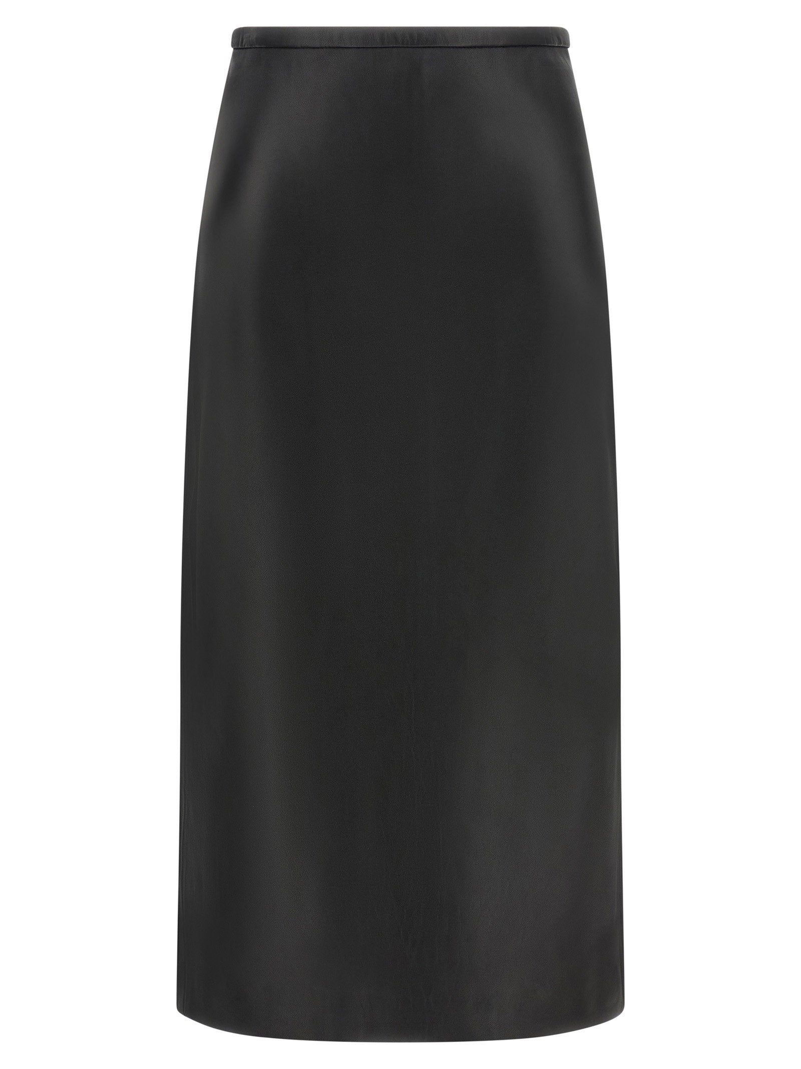 Lambskin Pencil Skirt — Black