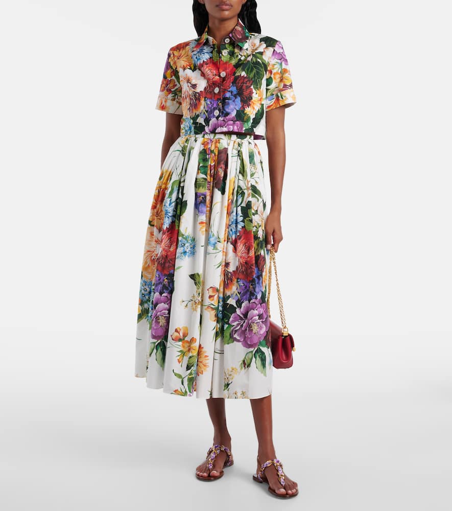 Cropped floral cotton shirt