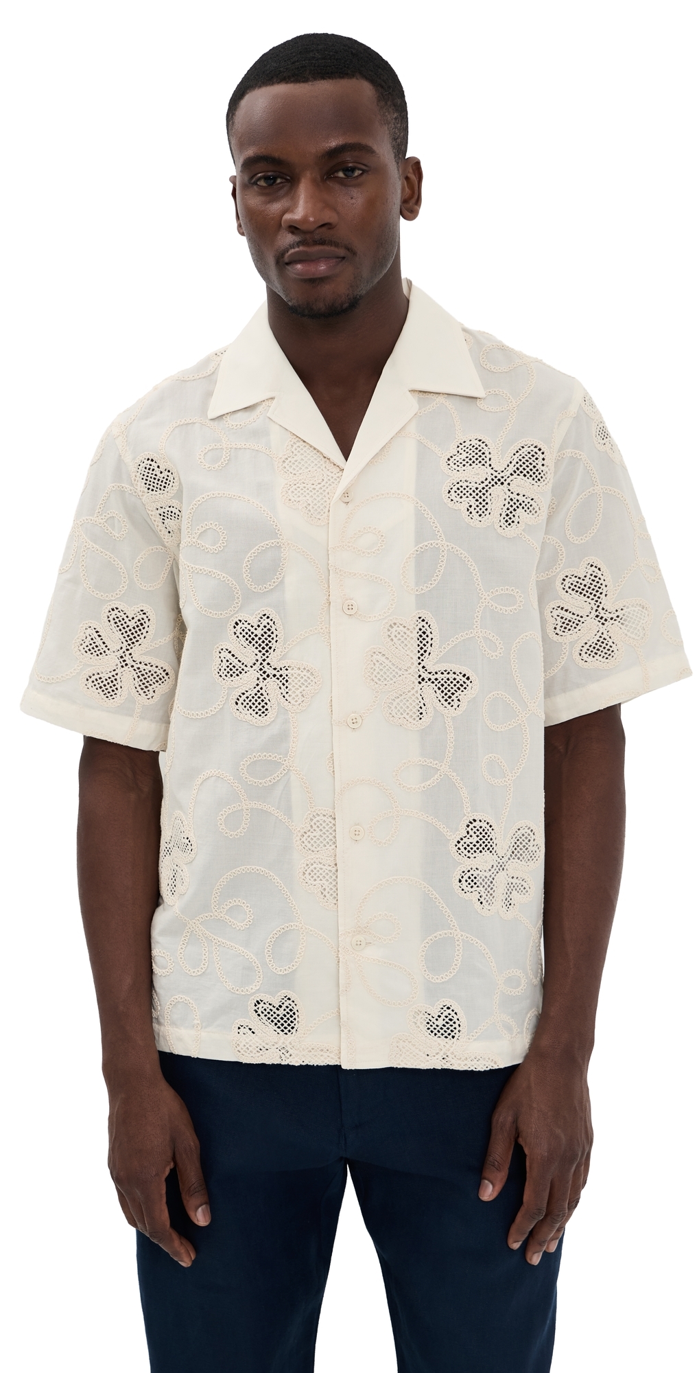 Ben Embroidered Shirt Ivory