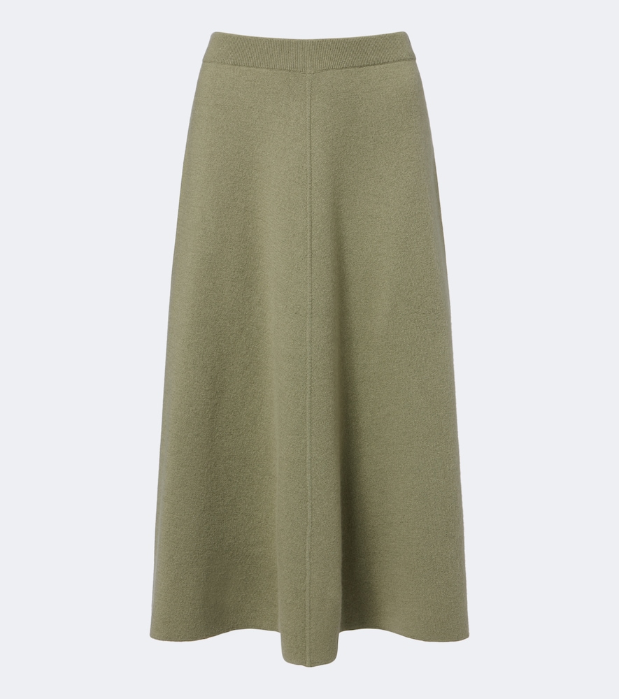 Virgin wool and cashmere midi skirt