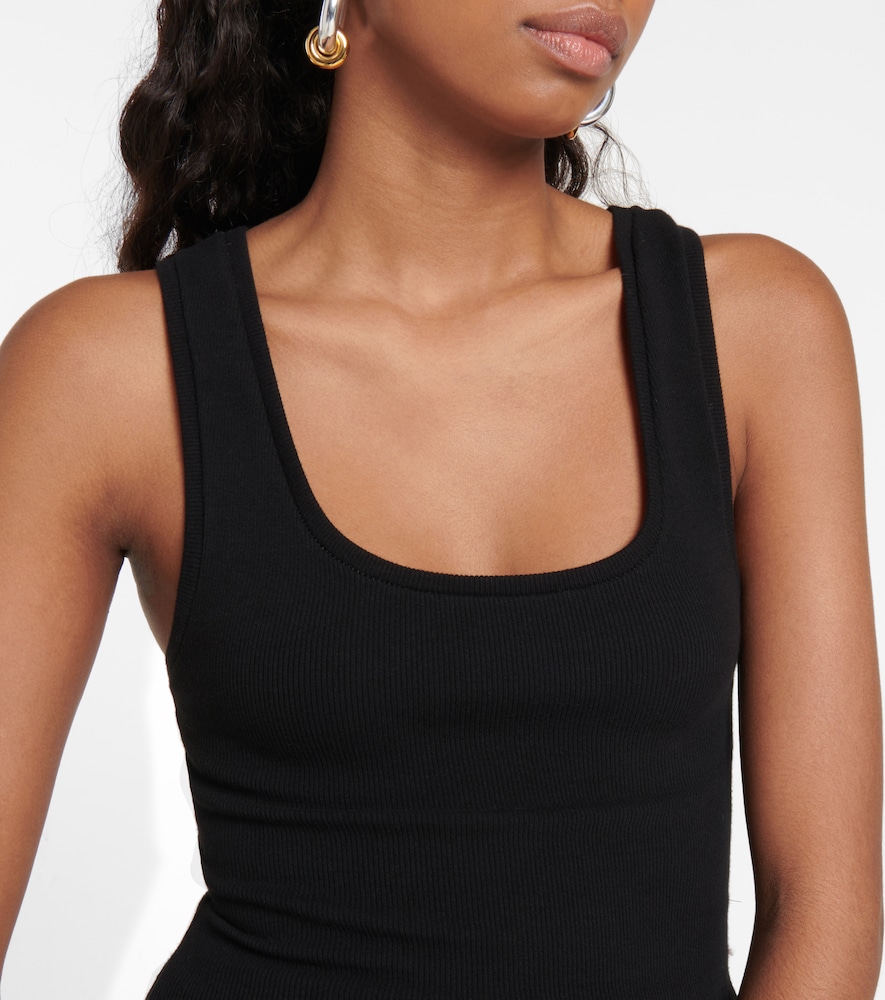 Ribbed-knit cotton-blend tank top