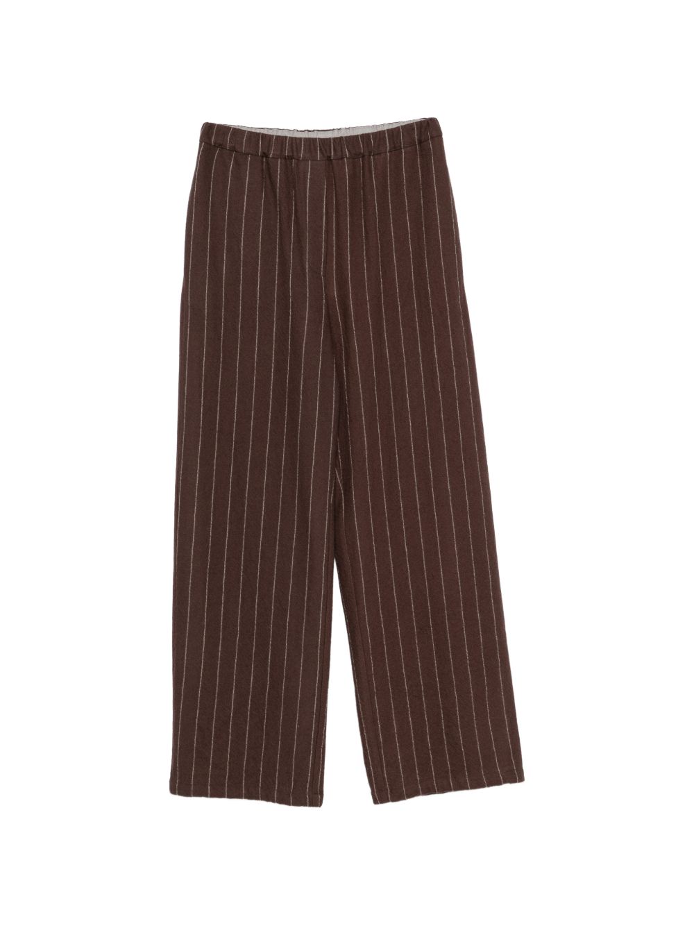Wool Pinstripe Trousers — Brown